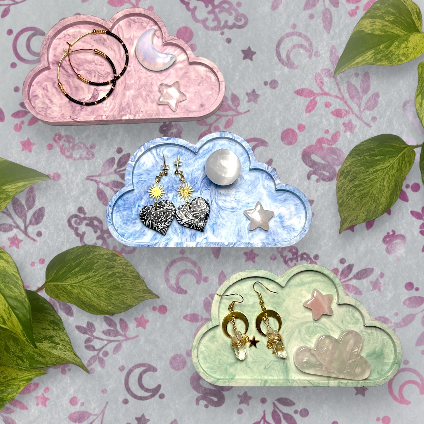 Cloud Tray - Blue Marble Style Trinket Tray