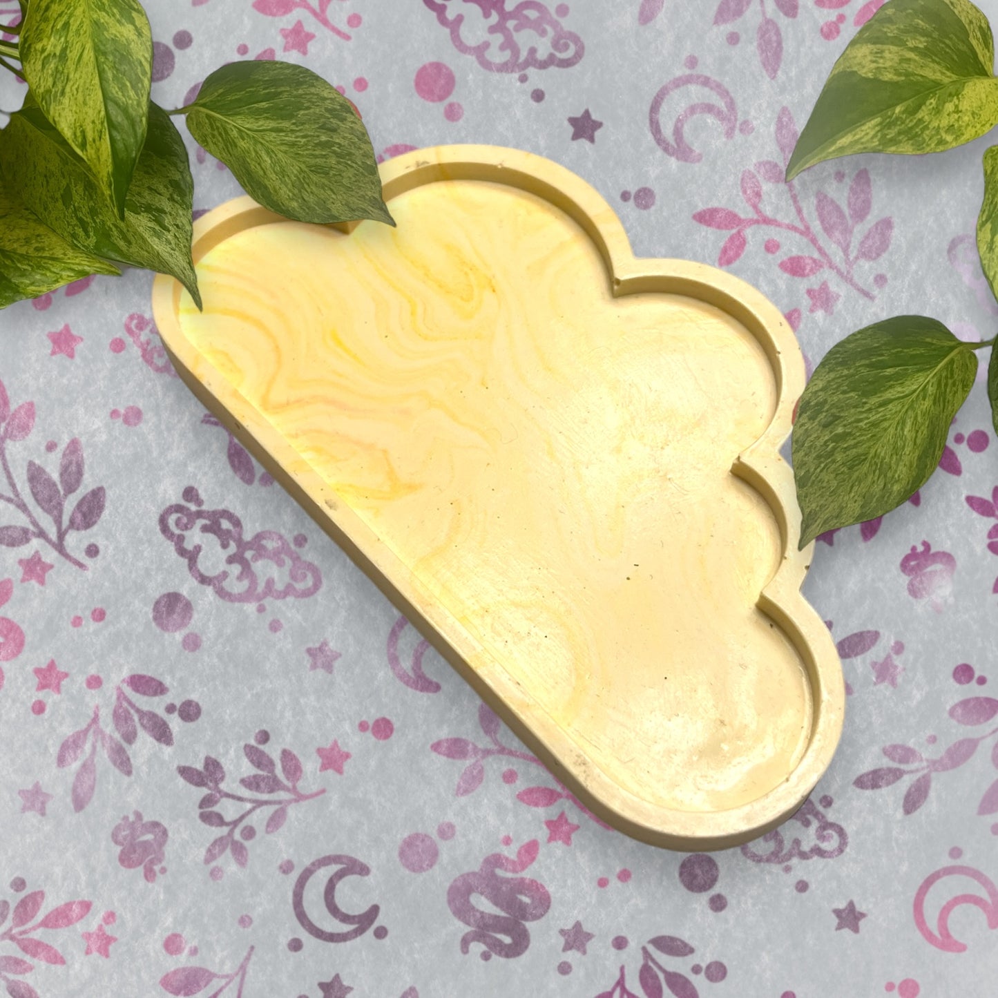 Cloud Tray - Yellow Marble Style Trinket Tray
