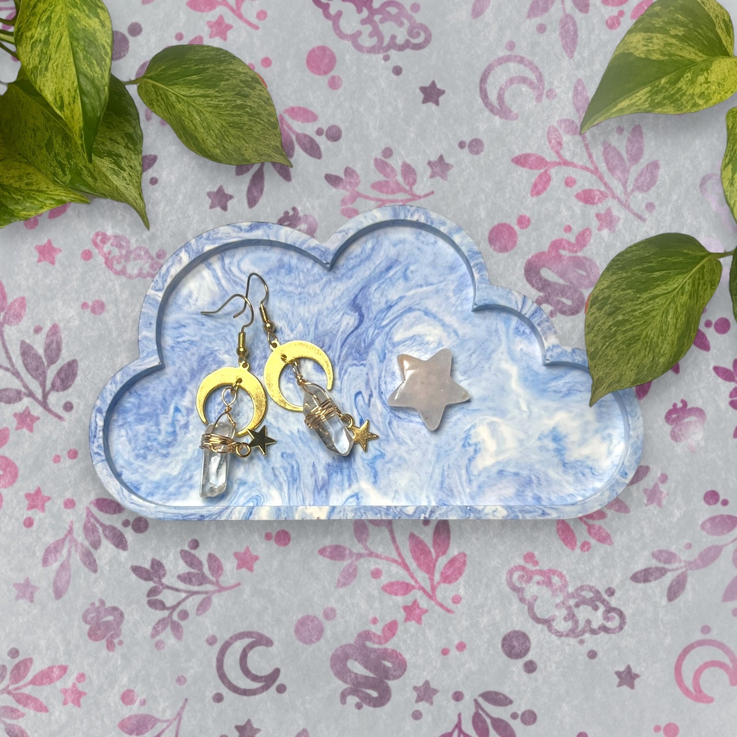 Cloud Tray - Blue Marble Style Trinket Tray