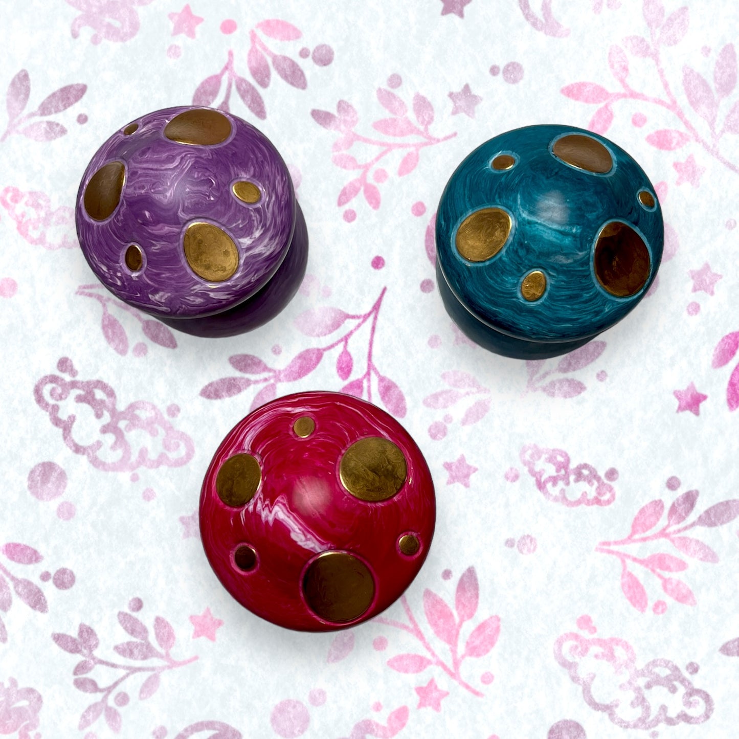 Mushroom Jar - Magenta With Gold Detail Trinket Box