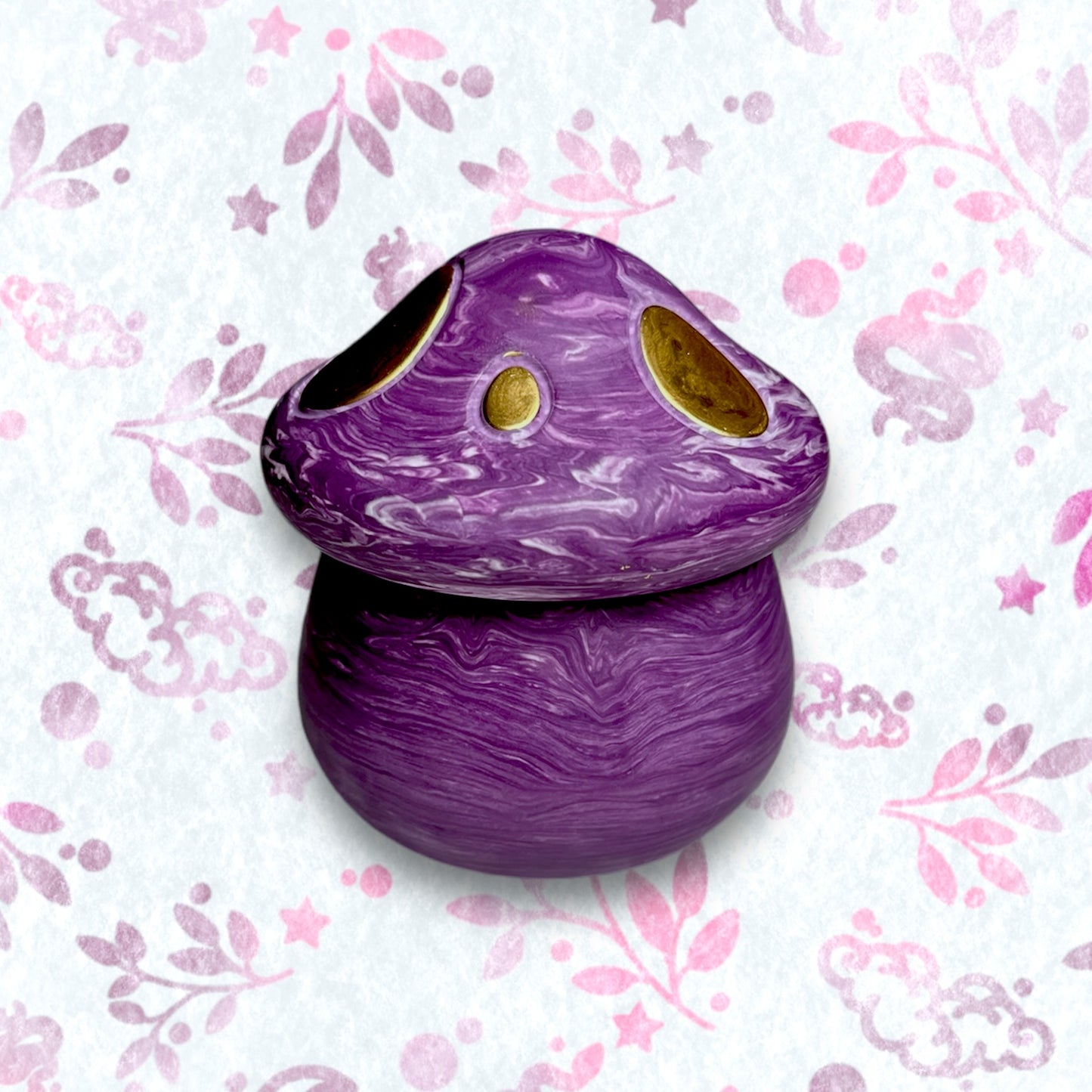 Mushroom Jar - Purple With Gold Detail Trinket Box