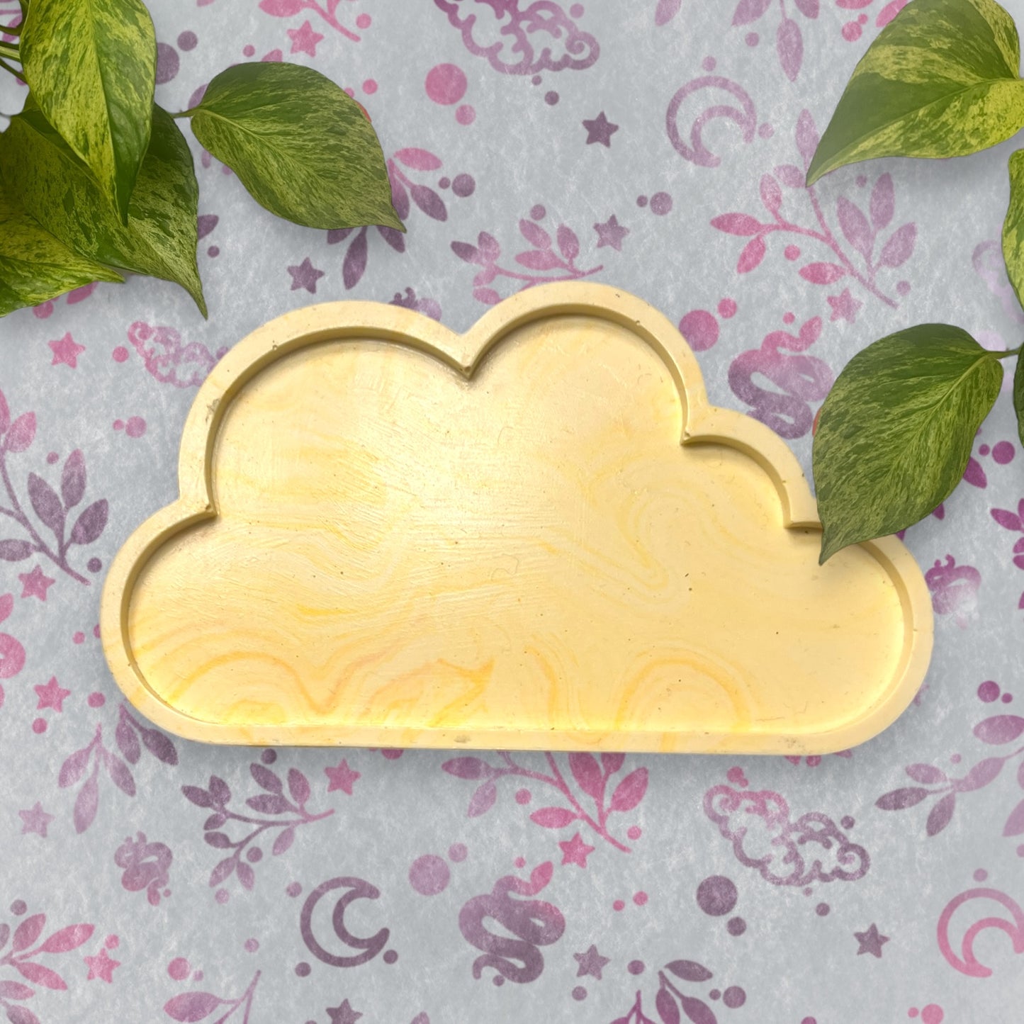 Cloud Tray - Yellow Marble Style Trinket Tray