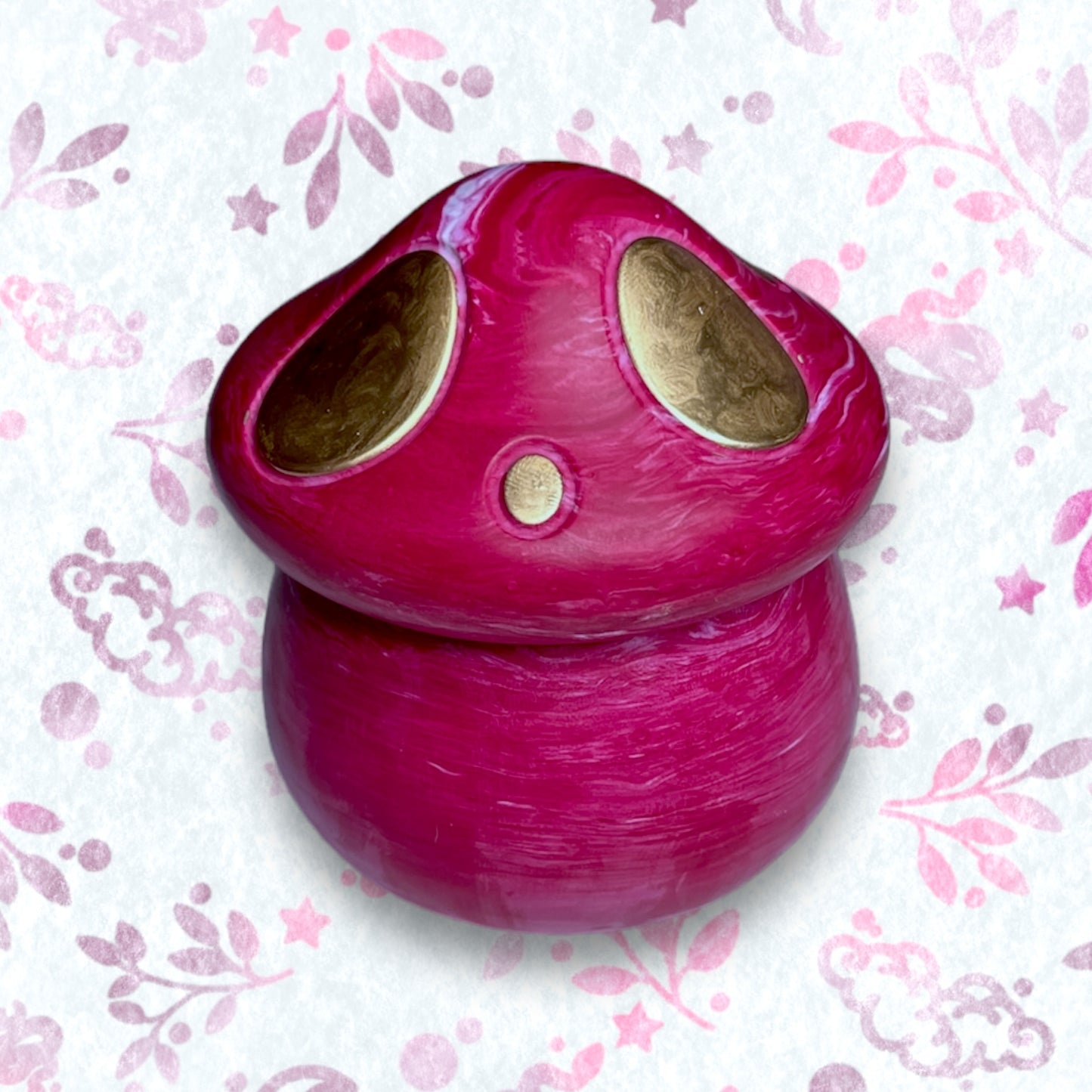 Mushroom Jar - Magenta With Gold Detail Trinket Box