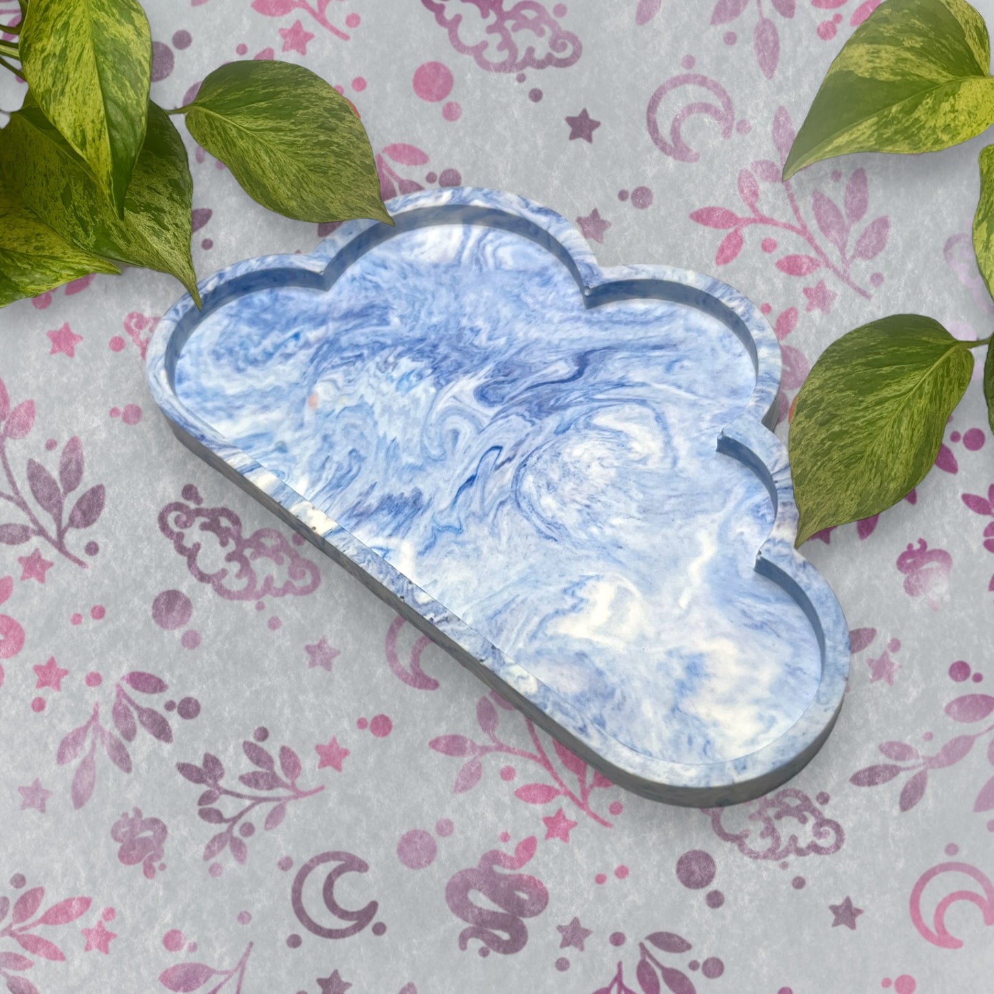 Cloud Tray - Blue Marble Style Trinket Tray