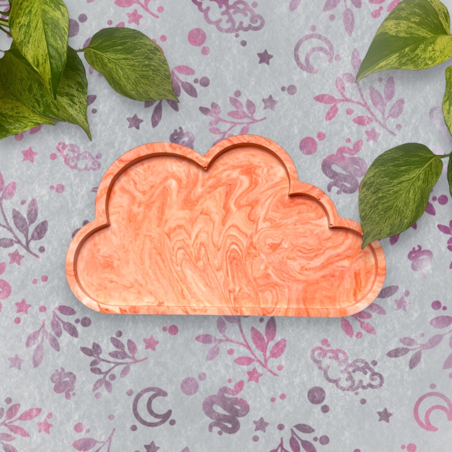 Cloud Tray - Orange Marble Style Trinket Tray
