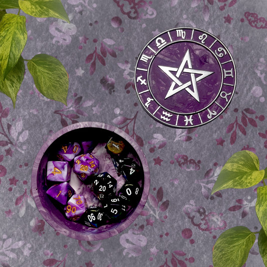 Trinket Box - Purple Star and Horoscopes Detail