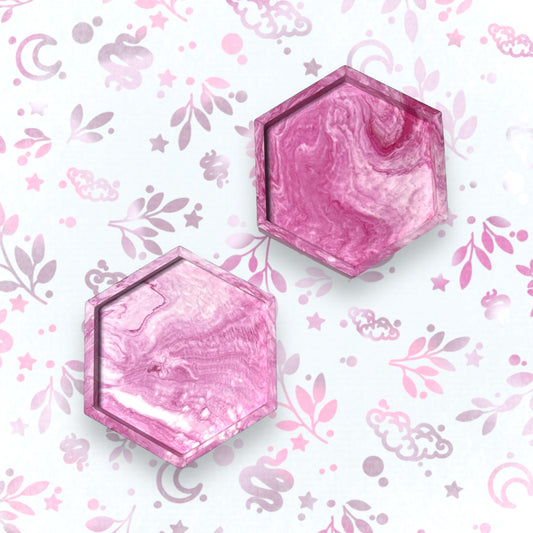 Drinks Coasters - Pink Marble Style Hexagonal Tray
