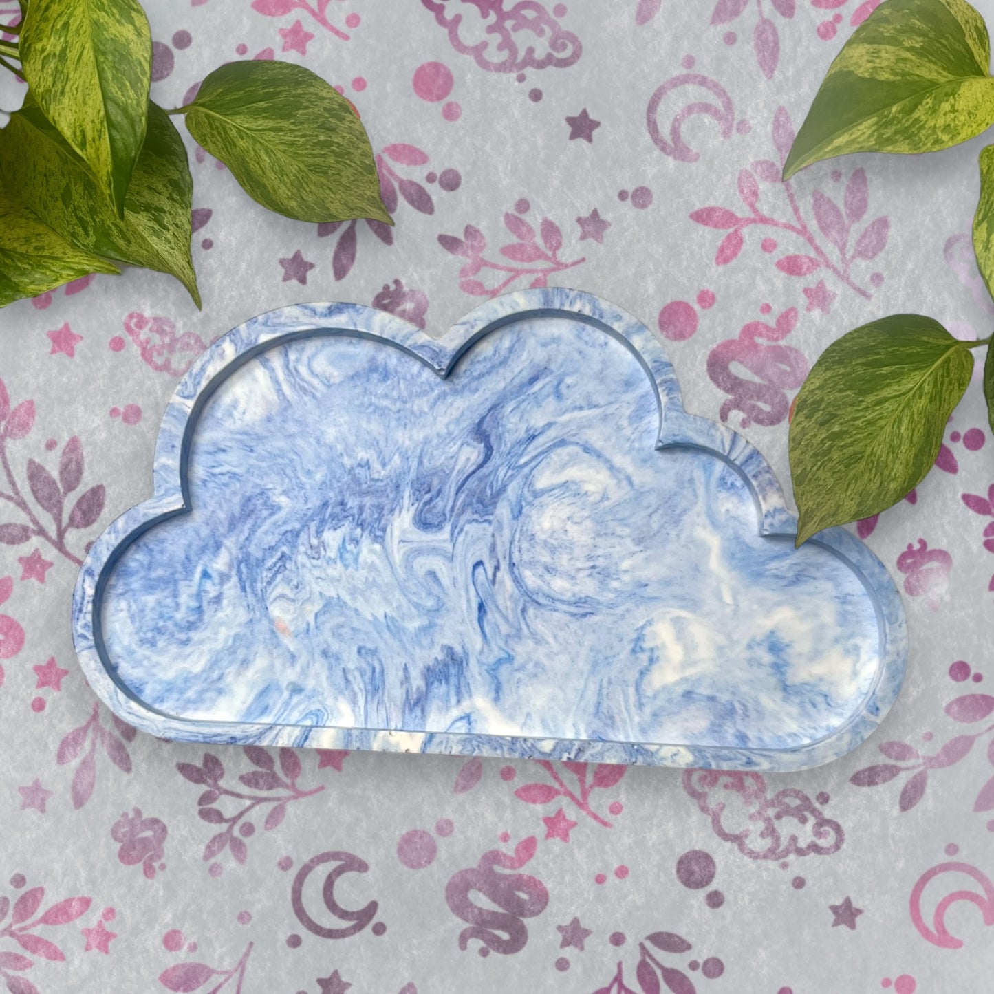 Cloud Tray - Blue Marble Style Trinket Tray