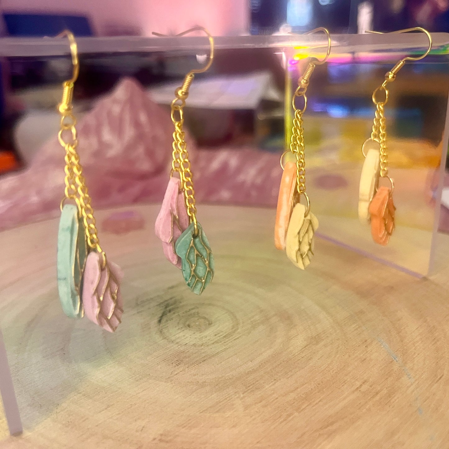 Mixed Colour Small Fairy Wing earrings