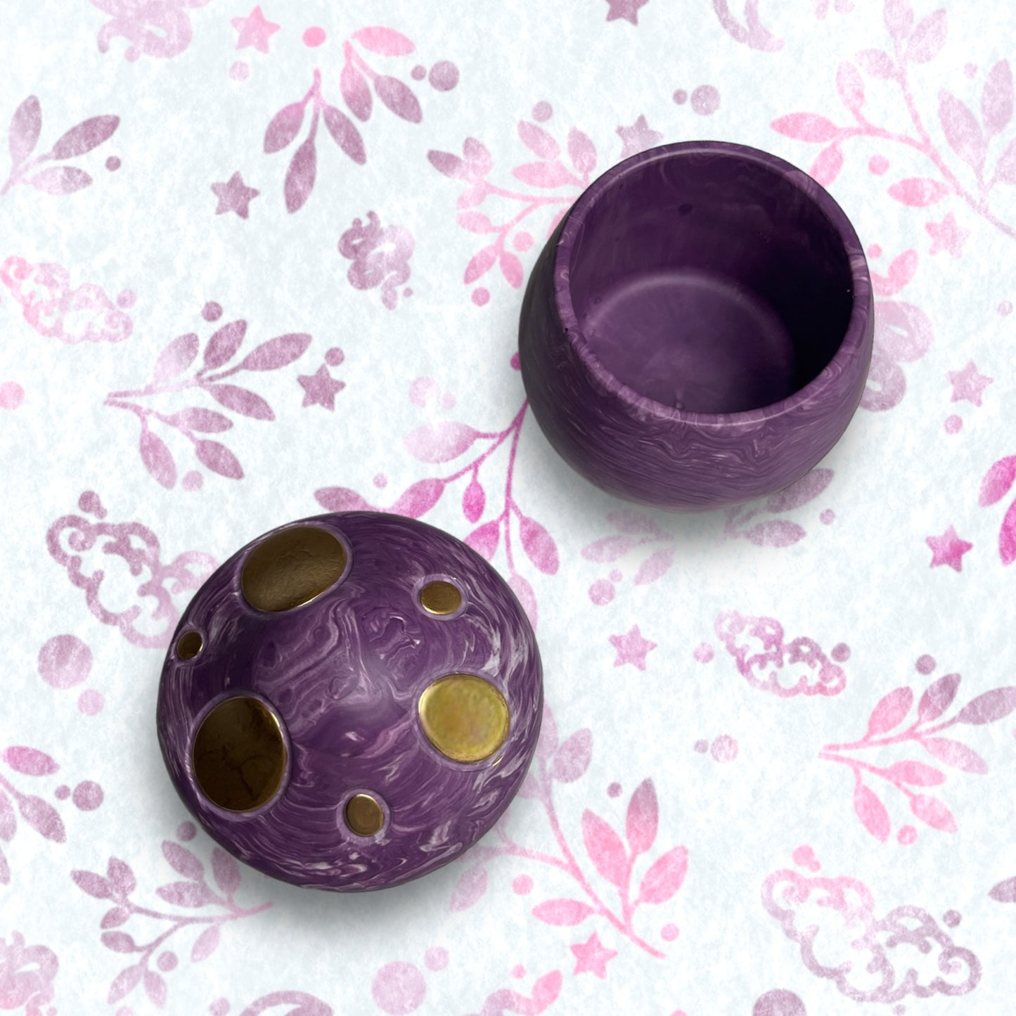 Mushroom Jar - Purple With Gold Detail Trinket Box