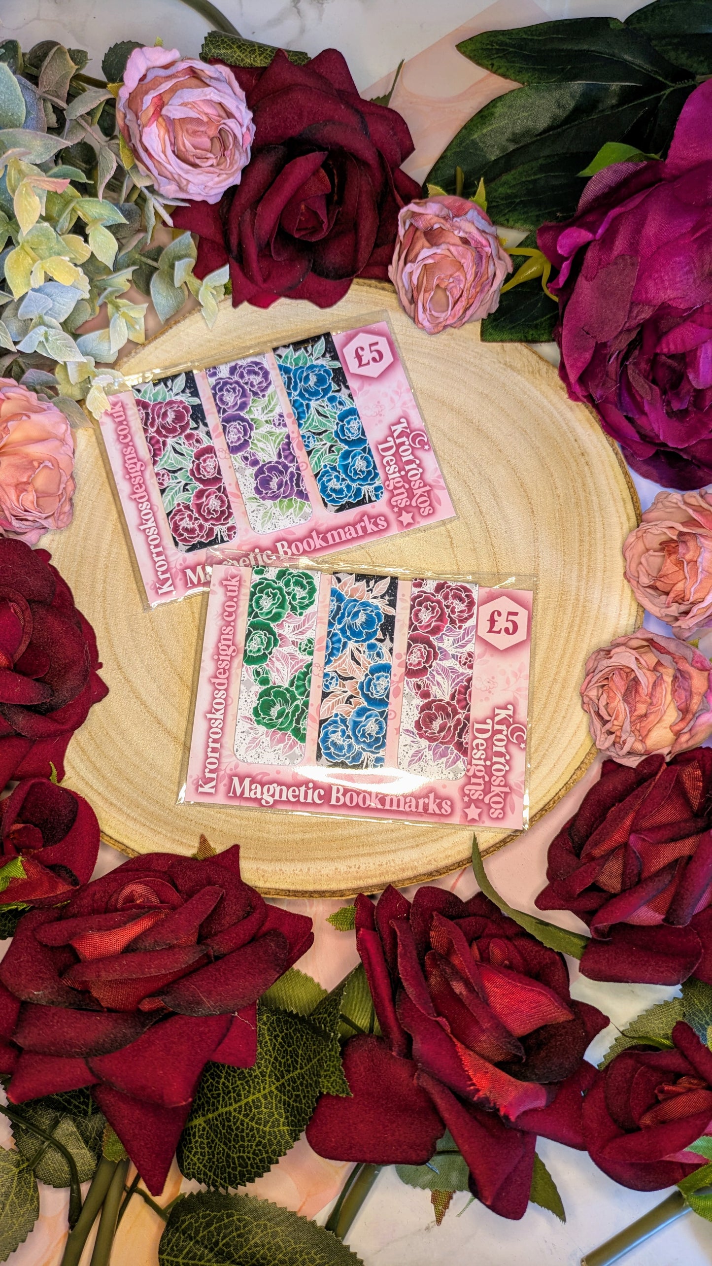 Tattoo Style Floral Magnetic Bookmarks - Anthesis Collection