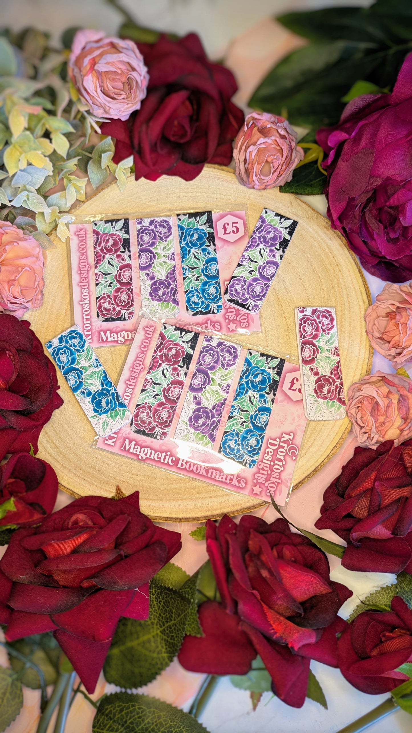 Tattoo Style Floral Magnetic Bookmarks - Anthesis Collection