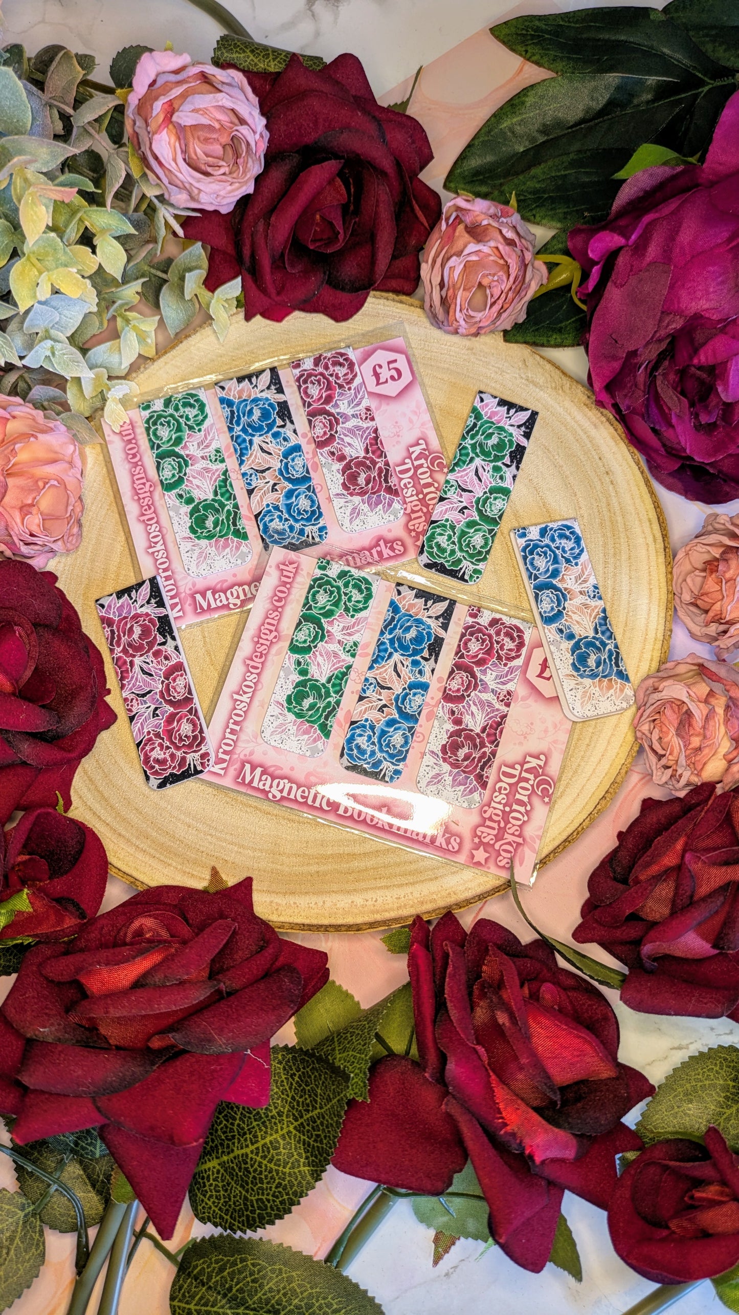 Tattoo Style Floral Magnetic Bookmarks - Anthesis Collection