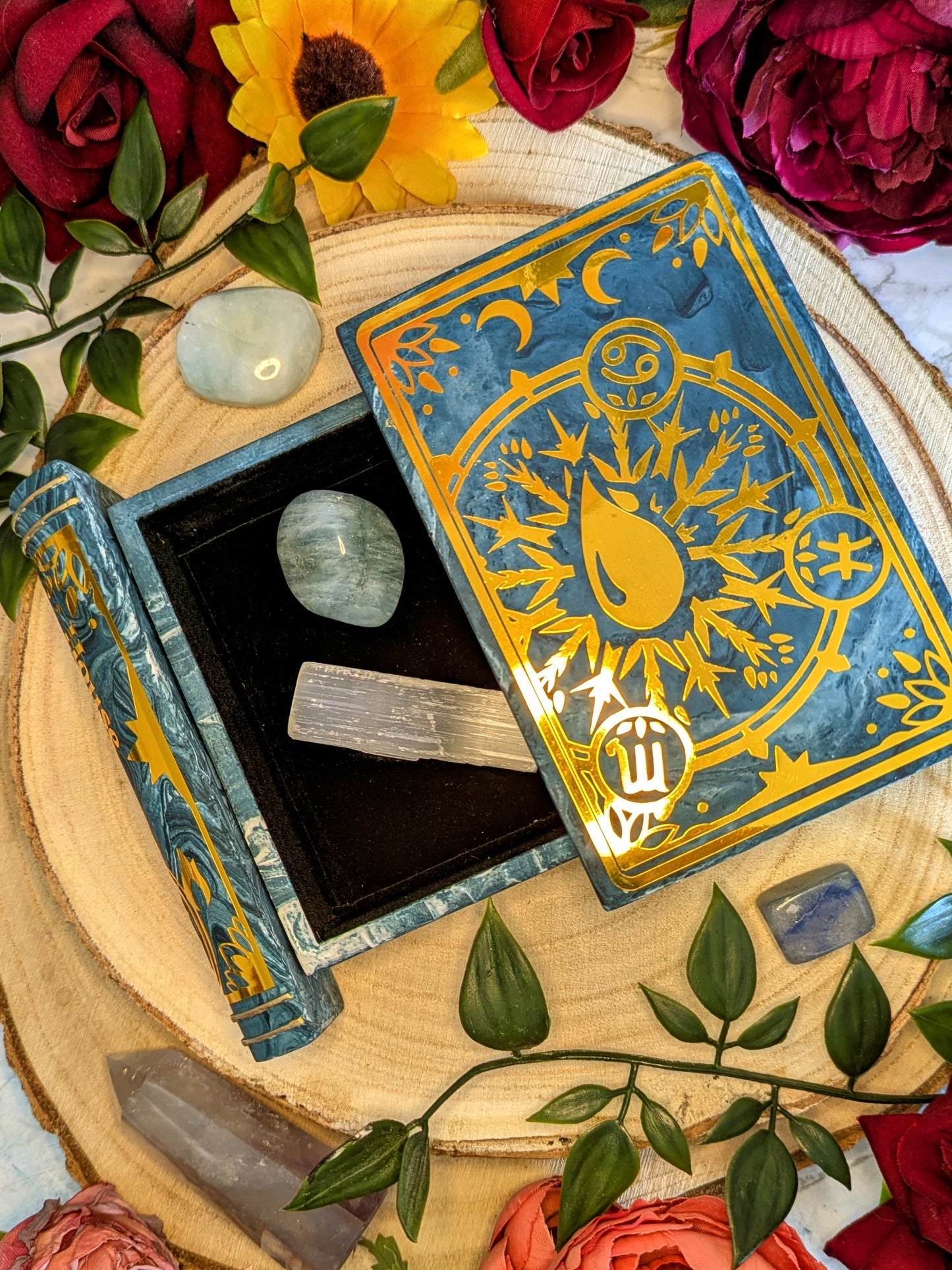 House Aqua Book Trinket Box - Officially Licensed Zodiac Academy