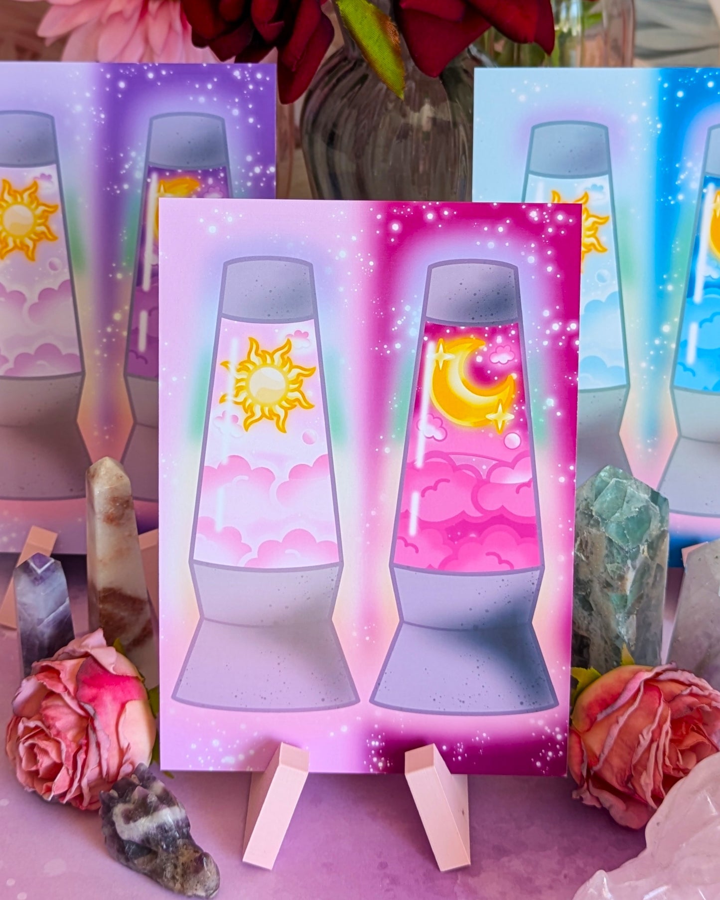 Cute Sun and Moon Lava Lamp Art Prints