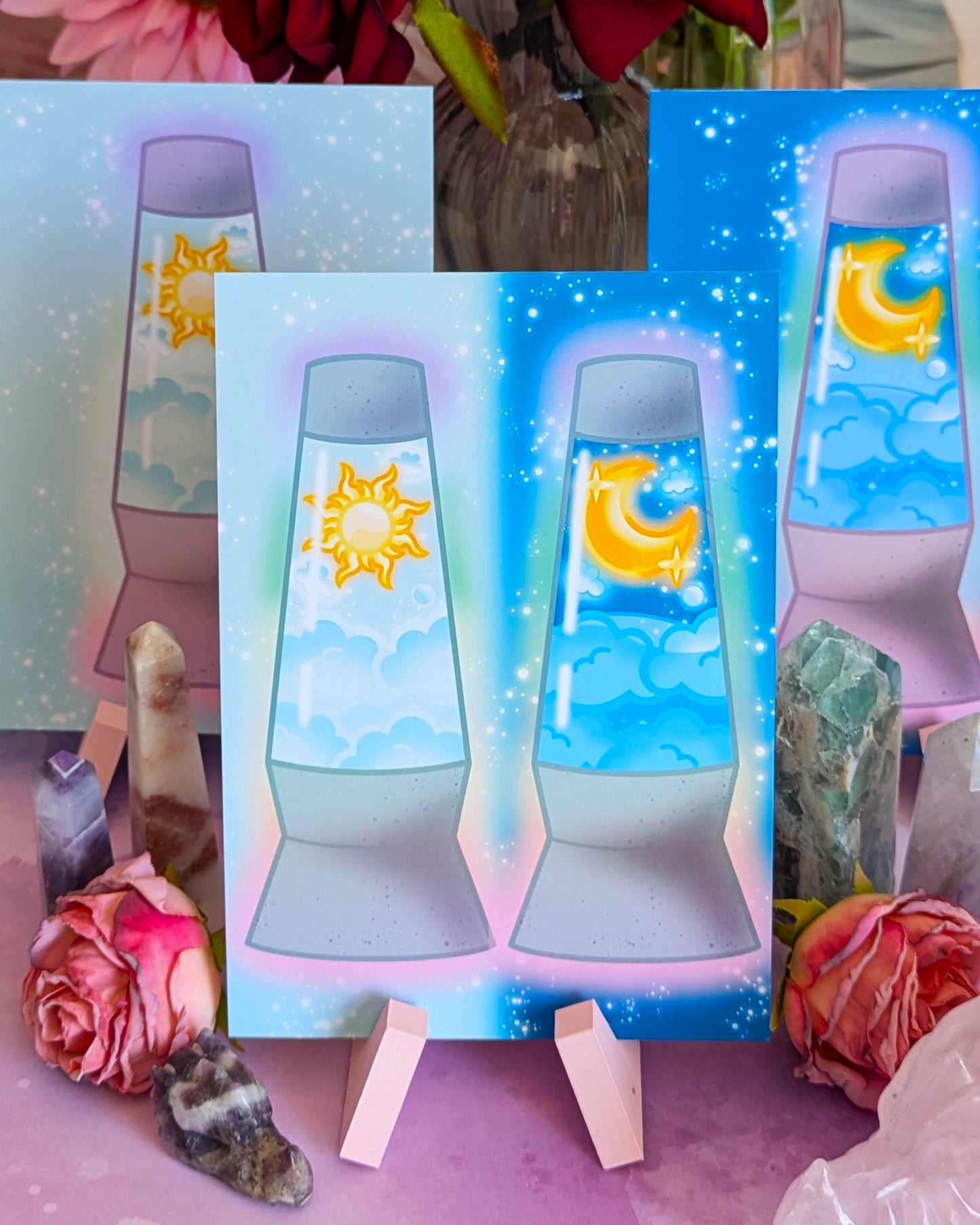 Cute Sun and Moon Lava Lamp Art Prints