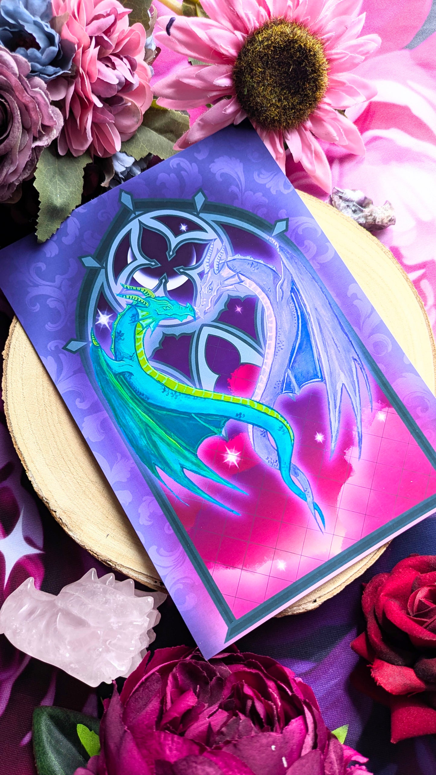 Bookshelves & Drakes - Gothic Dragon A5 Art Print