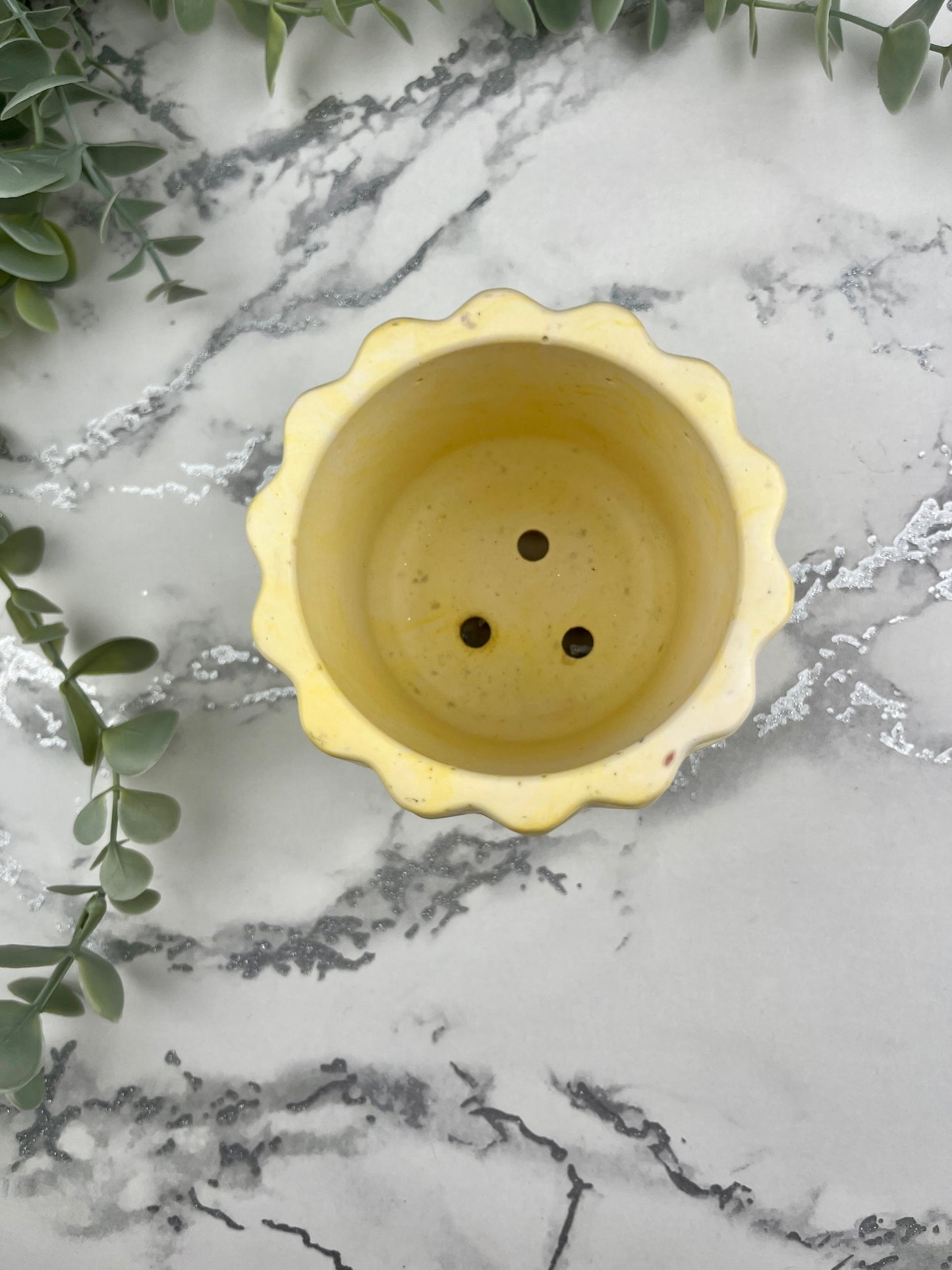Plant Pot - Yellow Geometric Faceted Design