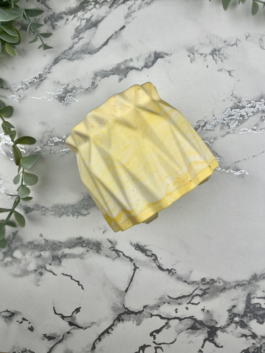 Plant Pot - Yellow Geometric Faceted Design