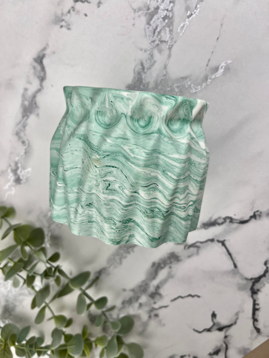 Plant Pot - Green Geometric Faceted Design