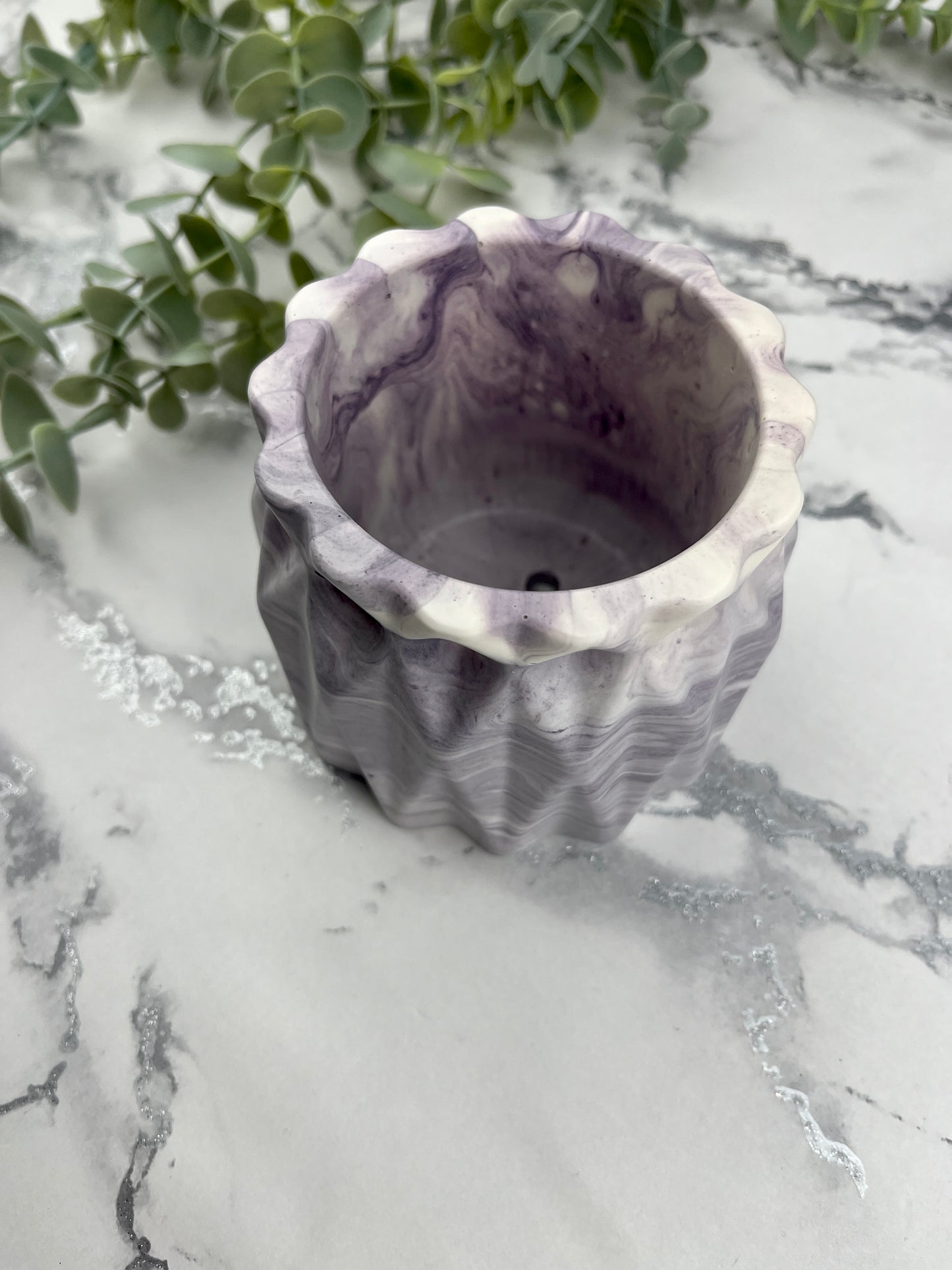 Plant Pot - Purple Geometric Faceted Design