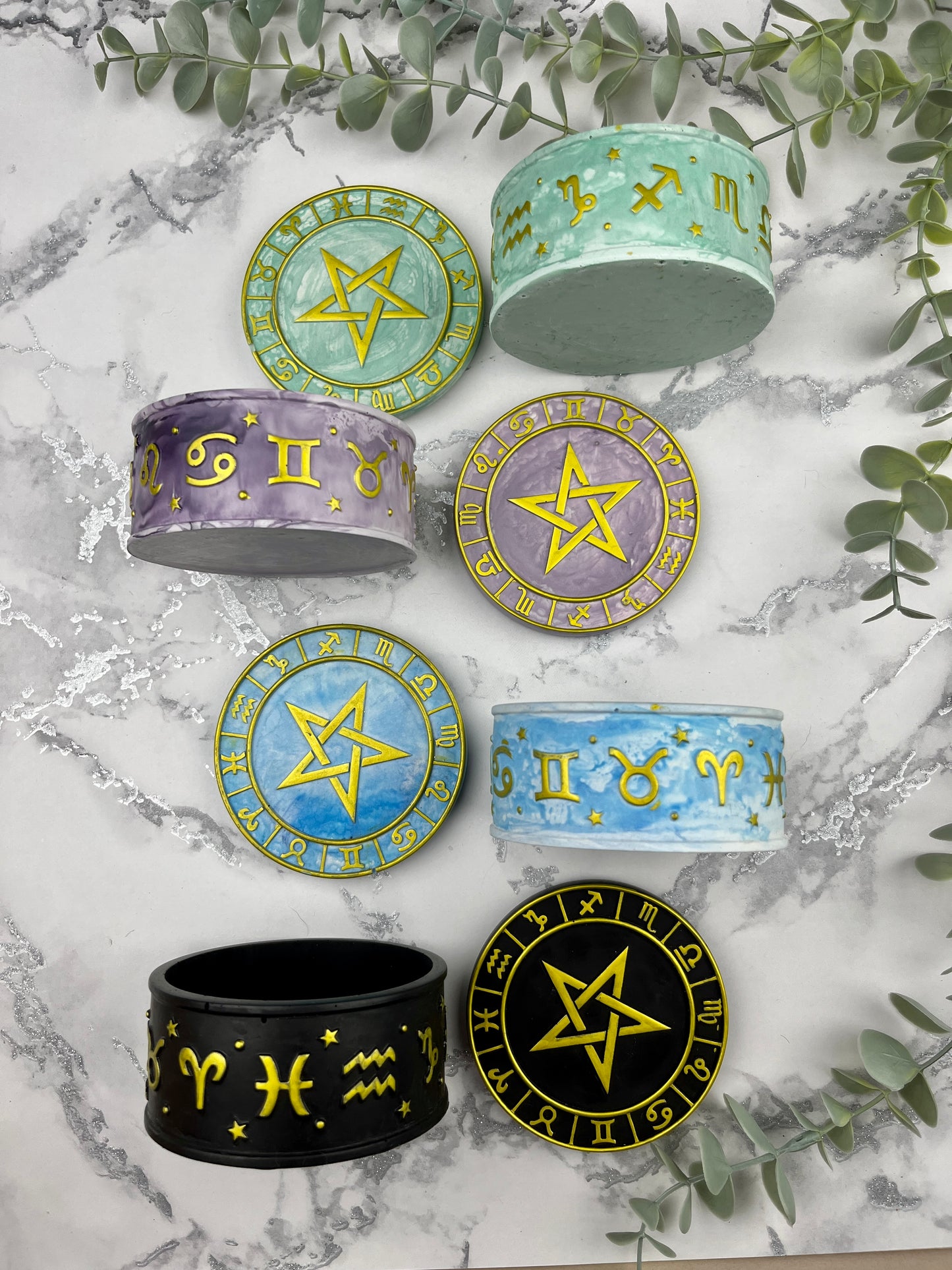 Trinket Box - Lilac Star and Horoscopes Detail