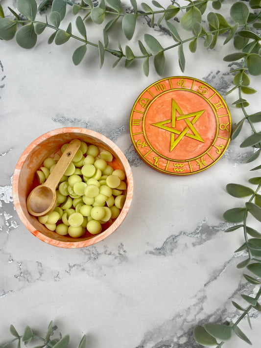 Trinket Box - Orange Star and Horoscopes Detail