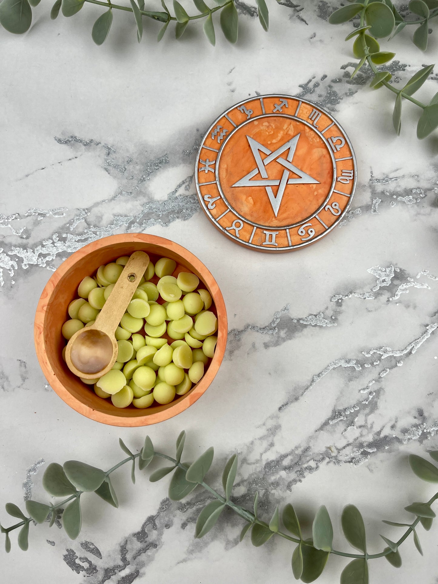 Trinket Box - Orange Star and Horoscopes Detail