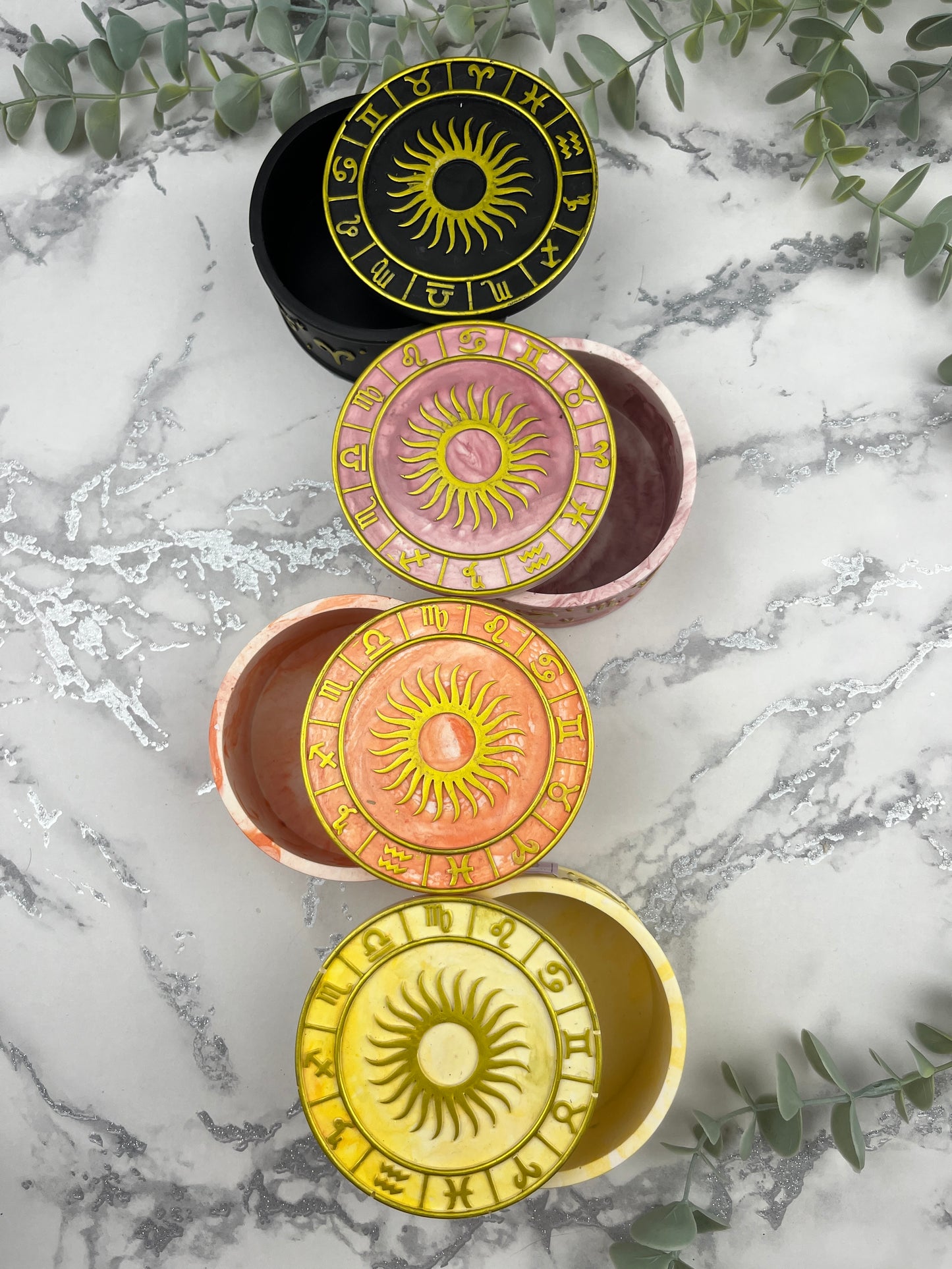Trinket Box - Black Sun and Horoscopes Detail