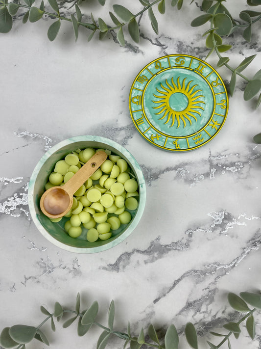 Trinket Box - Green Sun and Horoscopes Detail