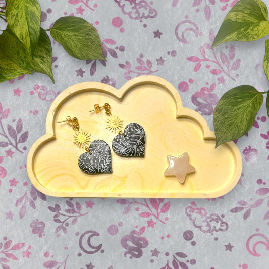 Cloud Tray - Yellow Marble Style Trinket Tray
