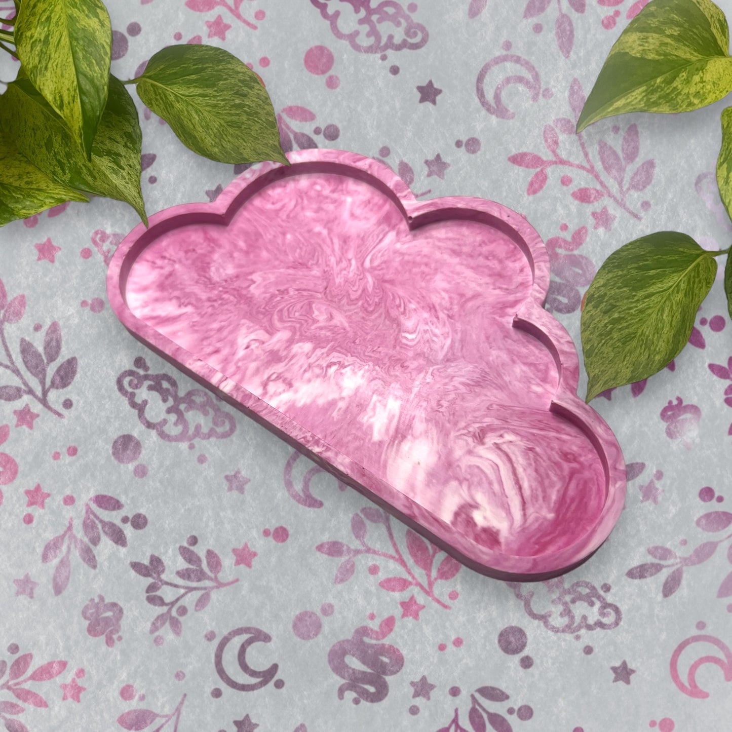 Cloud Tray - Pink Marble Style Trinket Tray