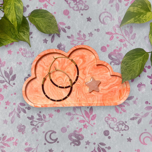 Cloud Tray - Orange Marble Style Trinket Tray