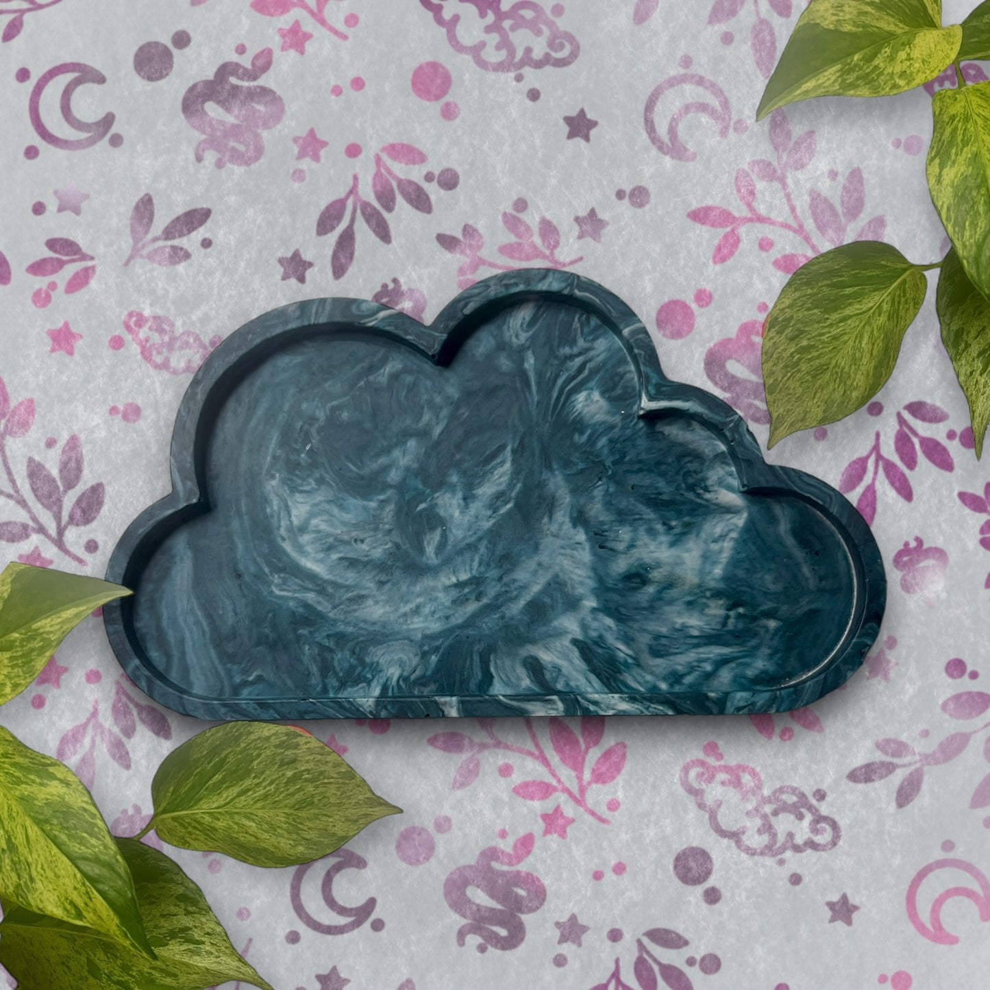 Cloud Tray - Teal Marble Style Trinket Tray