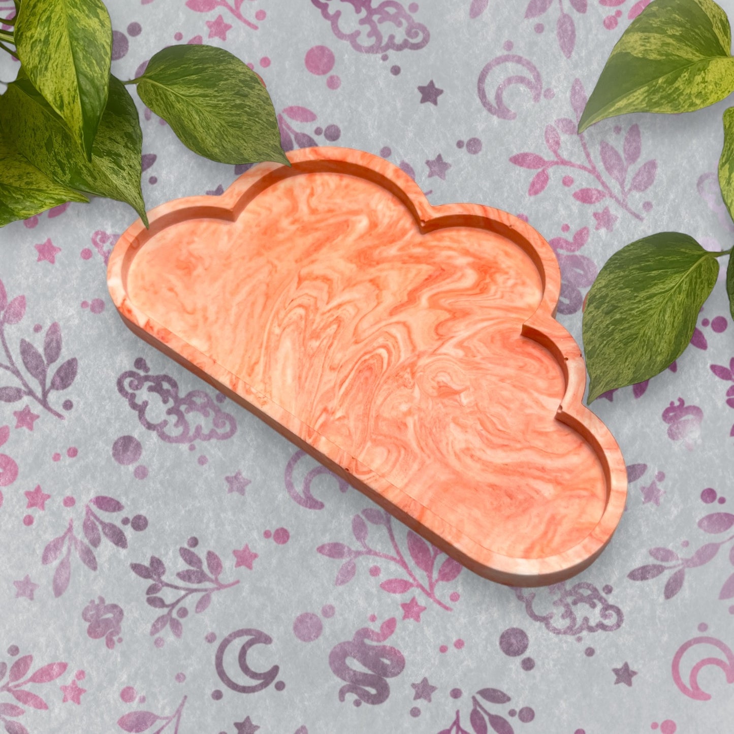 Cloud Tray - Orange Marble Style Trinket Tray