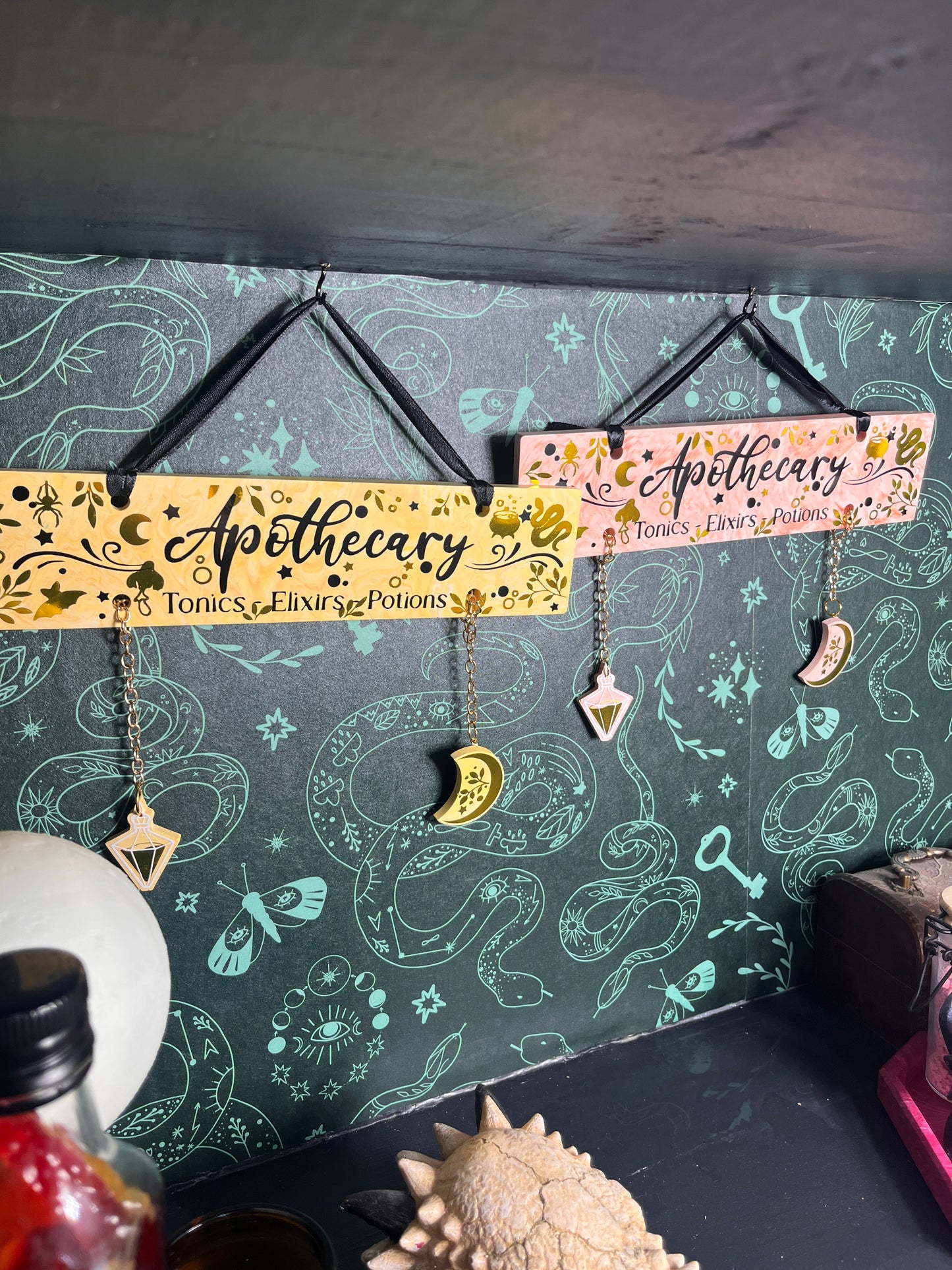 Apothecary Sign - Witchy Door Hanging, potions wall decor
