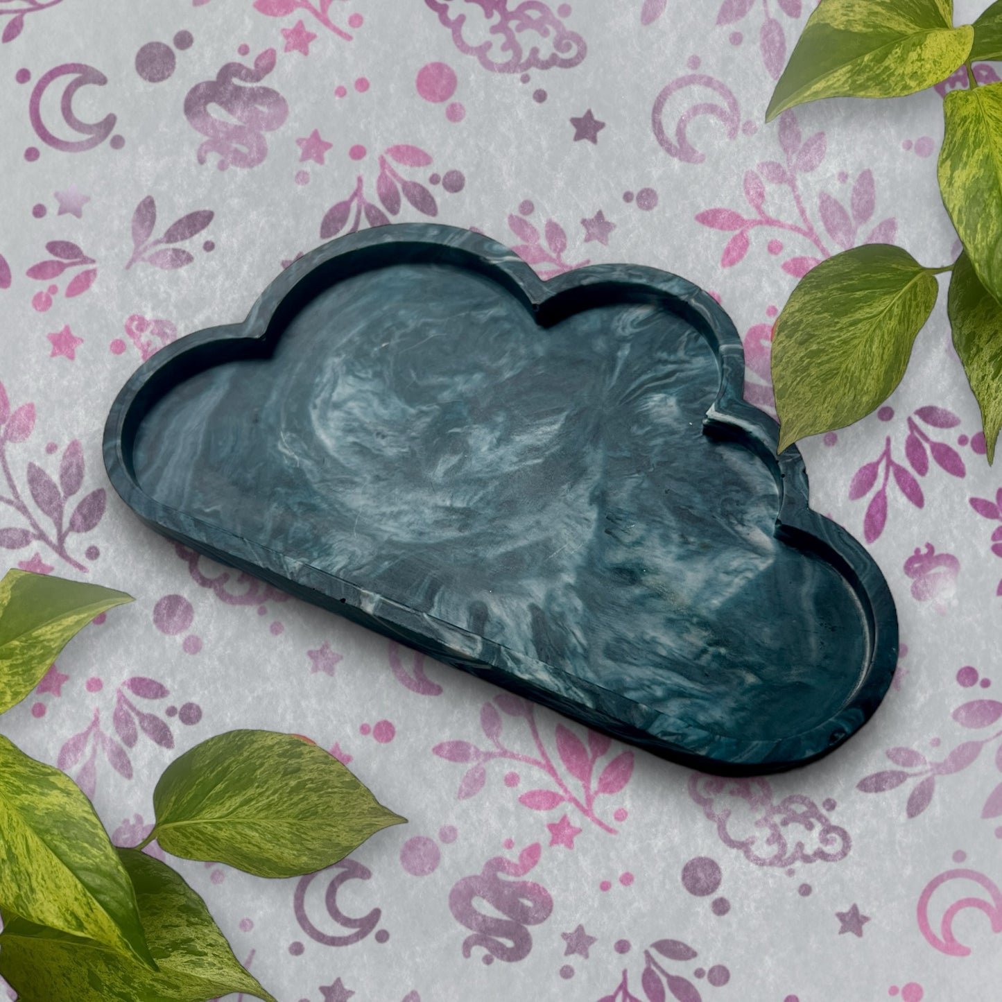 Cloud Tray - Teal Marble Style Trinket Tray