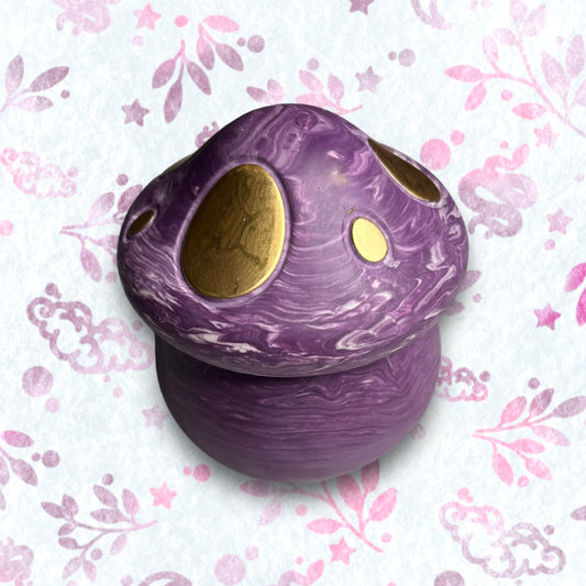 Mushroom Jar - Purple With Gold Detail Trinket Box
