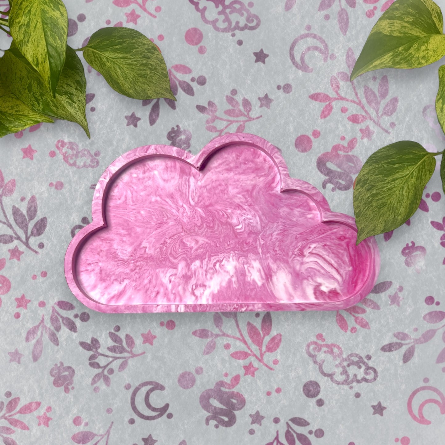 Cloud Tray - Pink Marble Style Trinket Tray