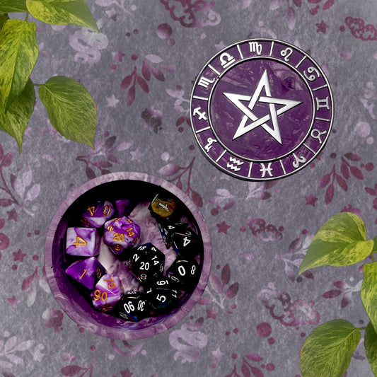 Trinket Box - Purple Star and Horoscopes Detail