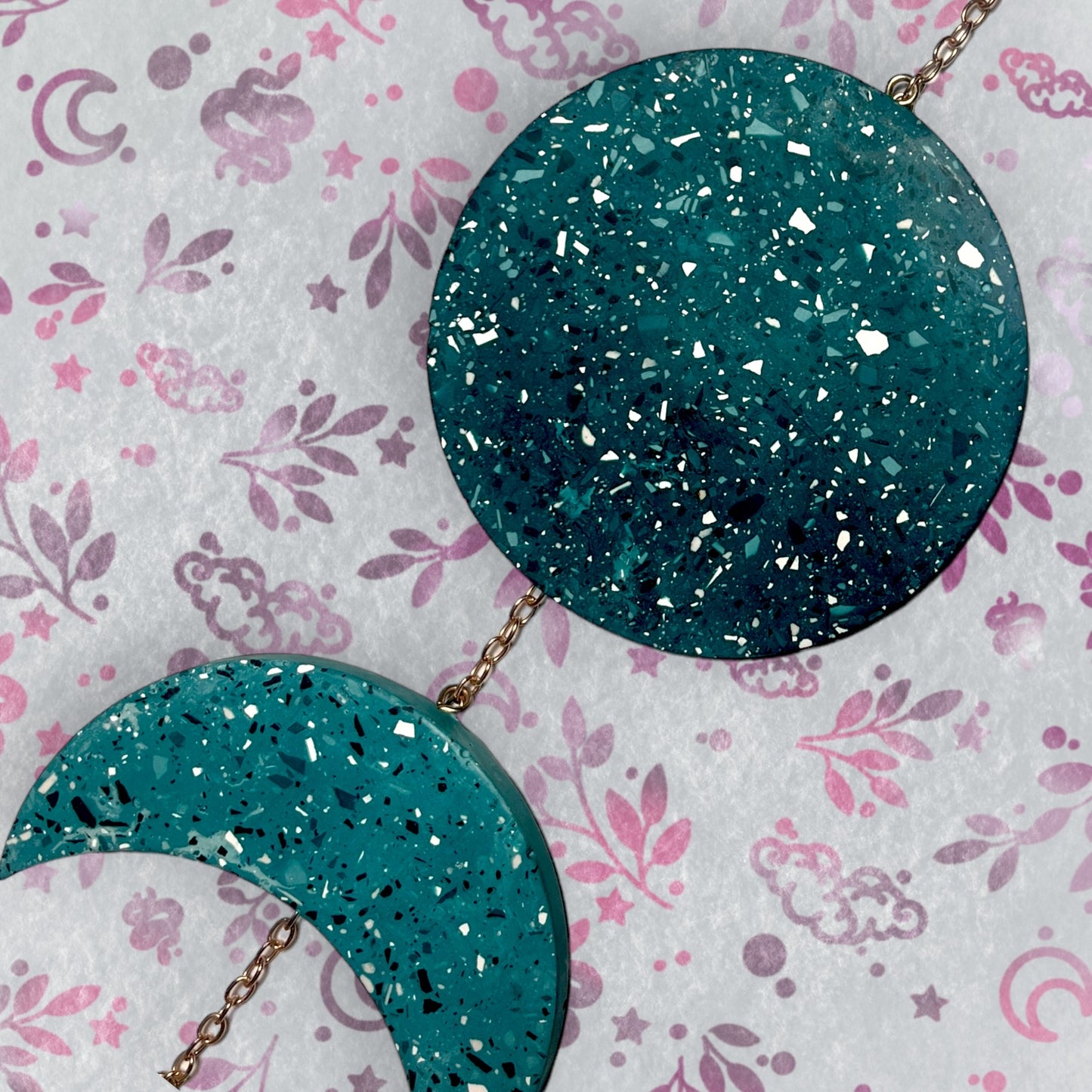 Wall Hanging - Teal Terrazzo Moon Phase Wall Decor