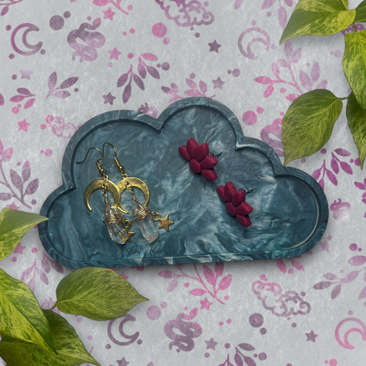 Cloud Tray - Teal Marble Style Trinket Tray