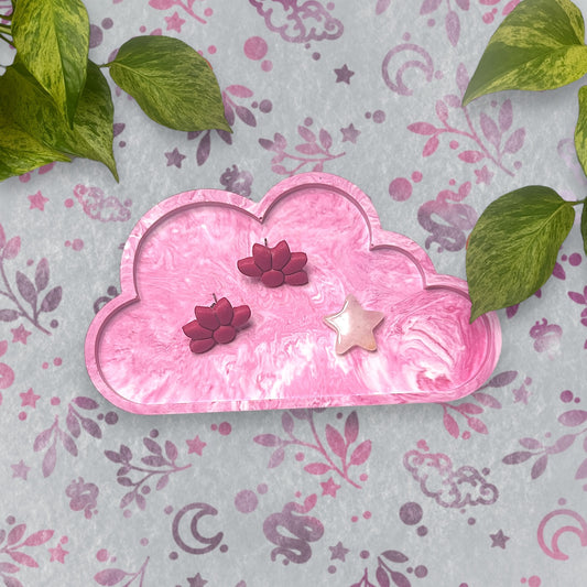 Cloud Tray - Pink Marble Style Trinket Tray