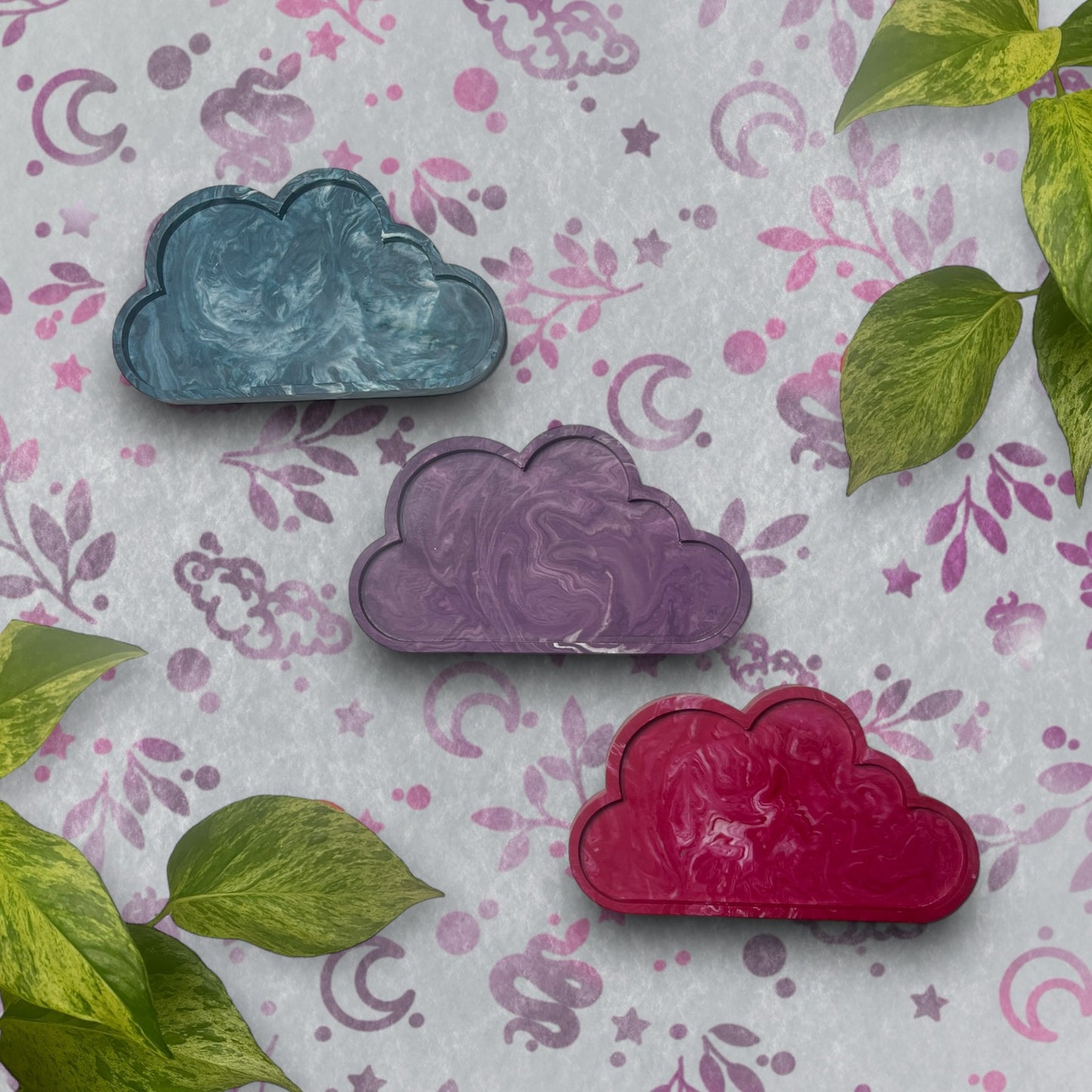 Cloud Tray - Magenta Marble Style Trinket Tray