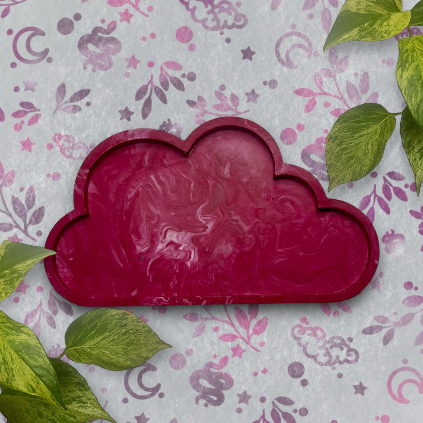 Cloud Tray - Magenta Marble Style Trinket Tray