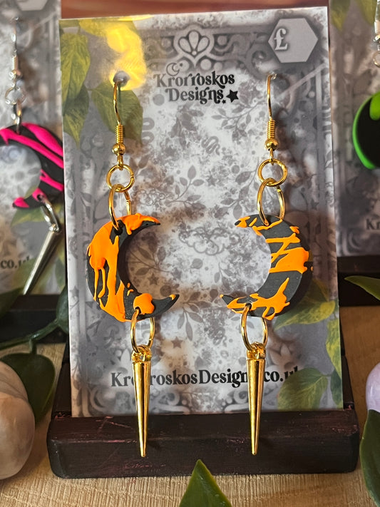 Slime Drip Moon Spike Earrings