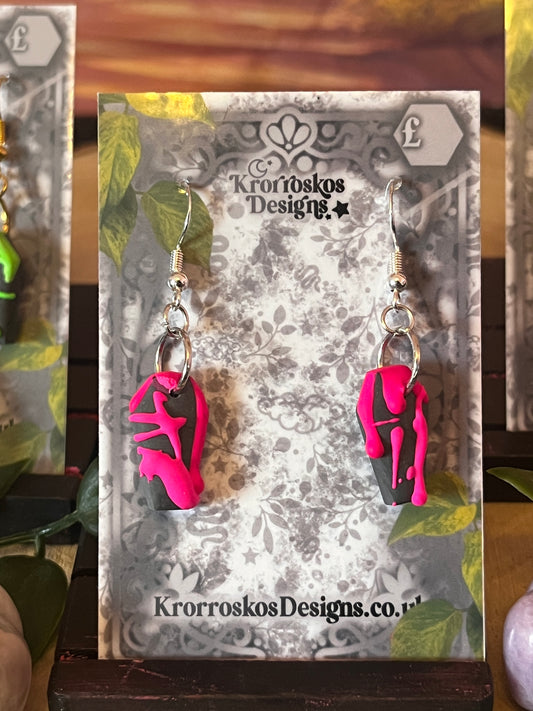 Slime Drip Coffin Earrings