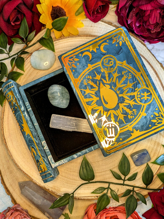 House Aqua Book Trinket Box - Officially Licensed Zodiac Academy