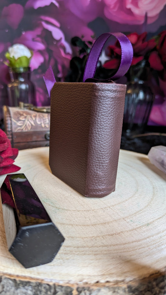 Faux Leather Miniature Book Holiday Tree Decoration