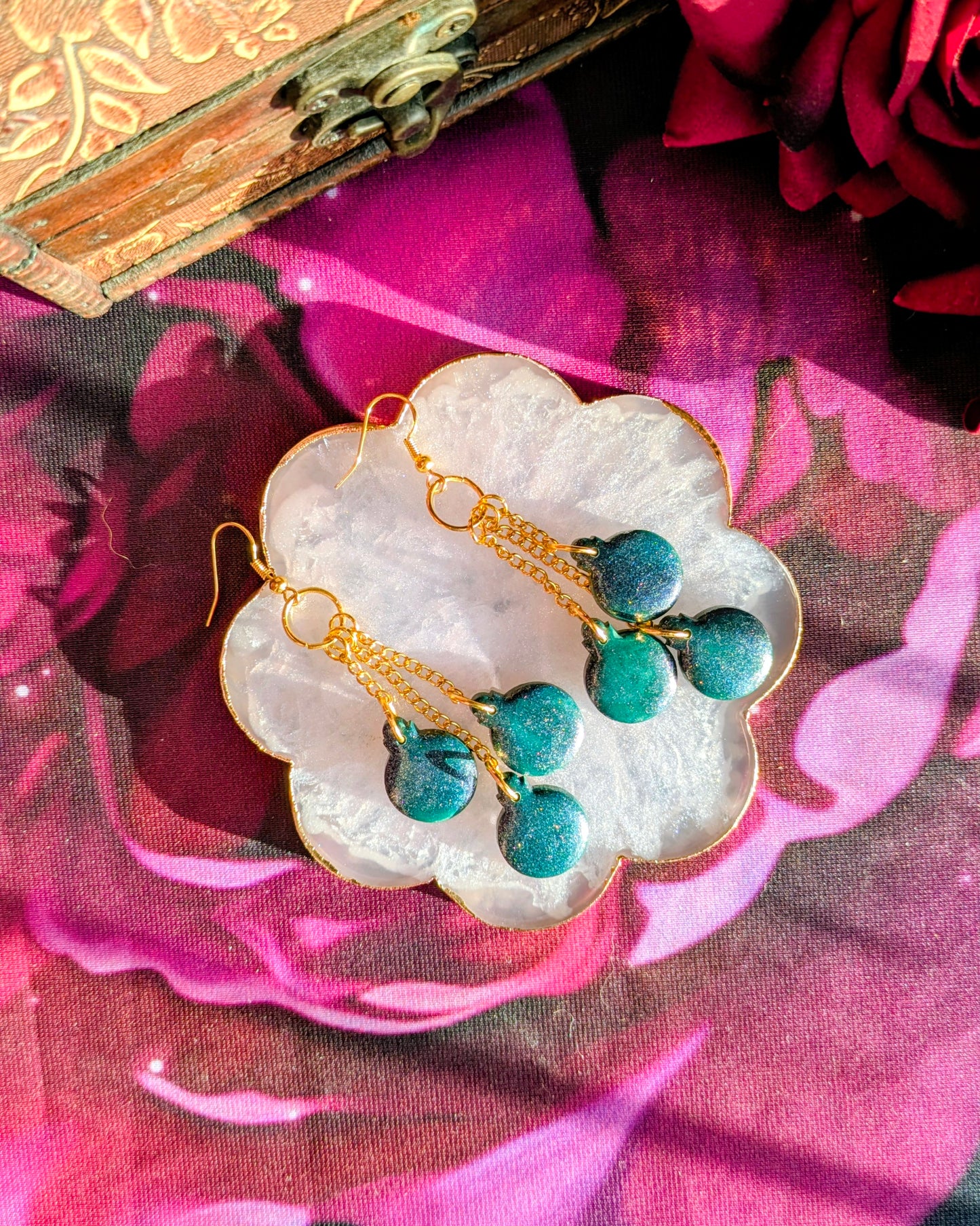 Green Glitter Bauble Earrings